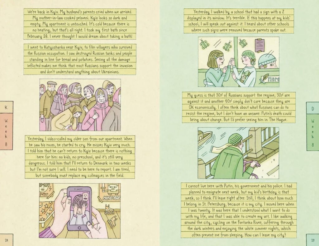 2-page spread from Diaries of War by Nora Krug (Penguin Random House, 2023).